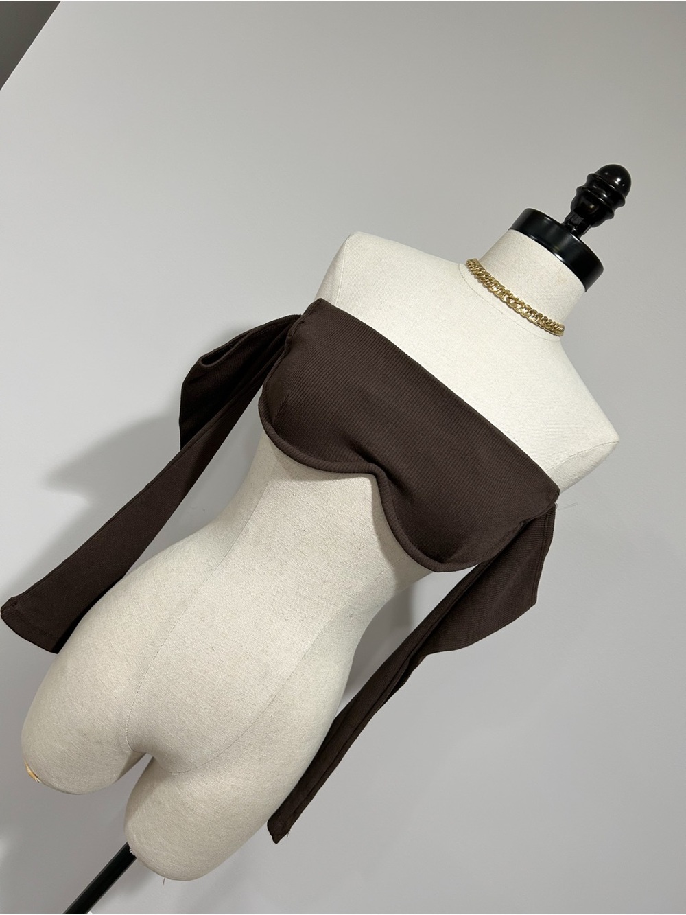 Princess Polly Chocolate Brown Ribbed Bandeau Top